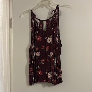 American Eagle Outfitters Floral Tank Top - Dark Red